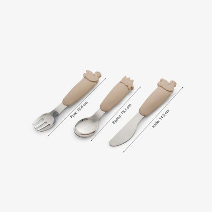 Silicone Cutlery Set with Pouch Beige