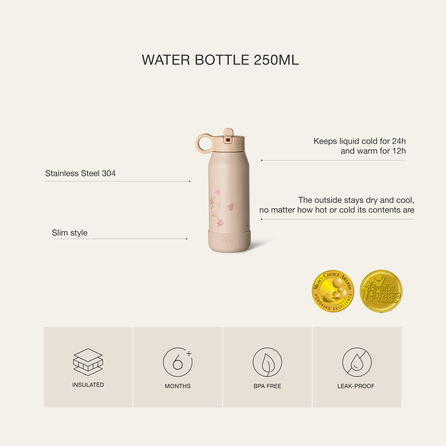 Stainless Steel Water Bottle 250 ml