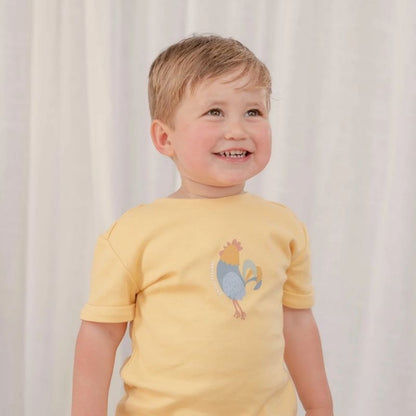 تي شيرت بأكمام قصيرة - خطوط صفراء مشمسة