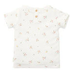 Short Sleeve Ruffle Neck T-shirt - White Meadows