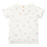 Short Sleeve Ruffle Neck T-shirt - White Meadows