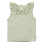 Sleeveless Ruffle Ribbed Top - Grass Green