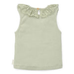 Sleeveless Ruffle Ribbed Top - Grass Green