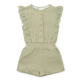 Muslin Broderie Jumpsuit - Grass Green