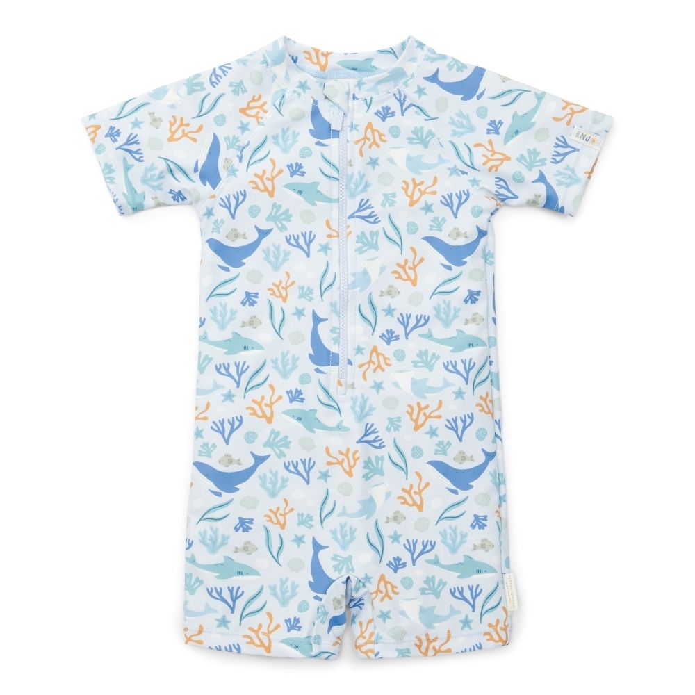 Swimsuit Short Sleeves Ocean Dreams Blue