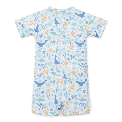 Swimsuit Short Sleeves Ocean Dreams Blue