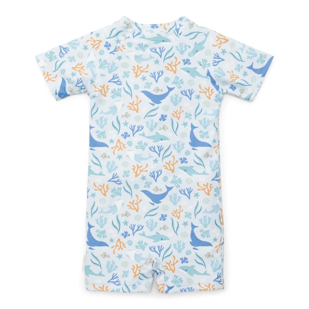 Swimsuit Short Sleeves Ocean Dreams Blue
