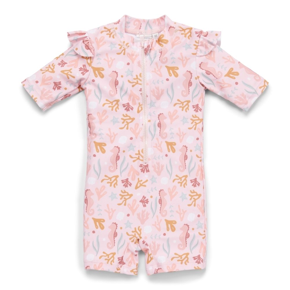 ملابس سباحة بأكمام قصيرة وكشكشة أوشن دريمز وردي