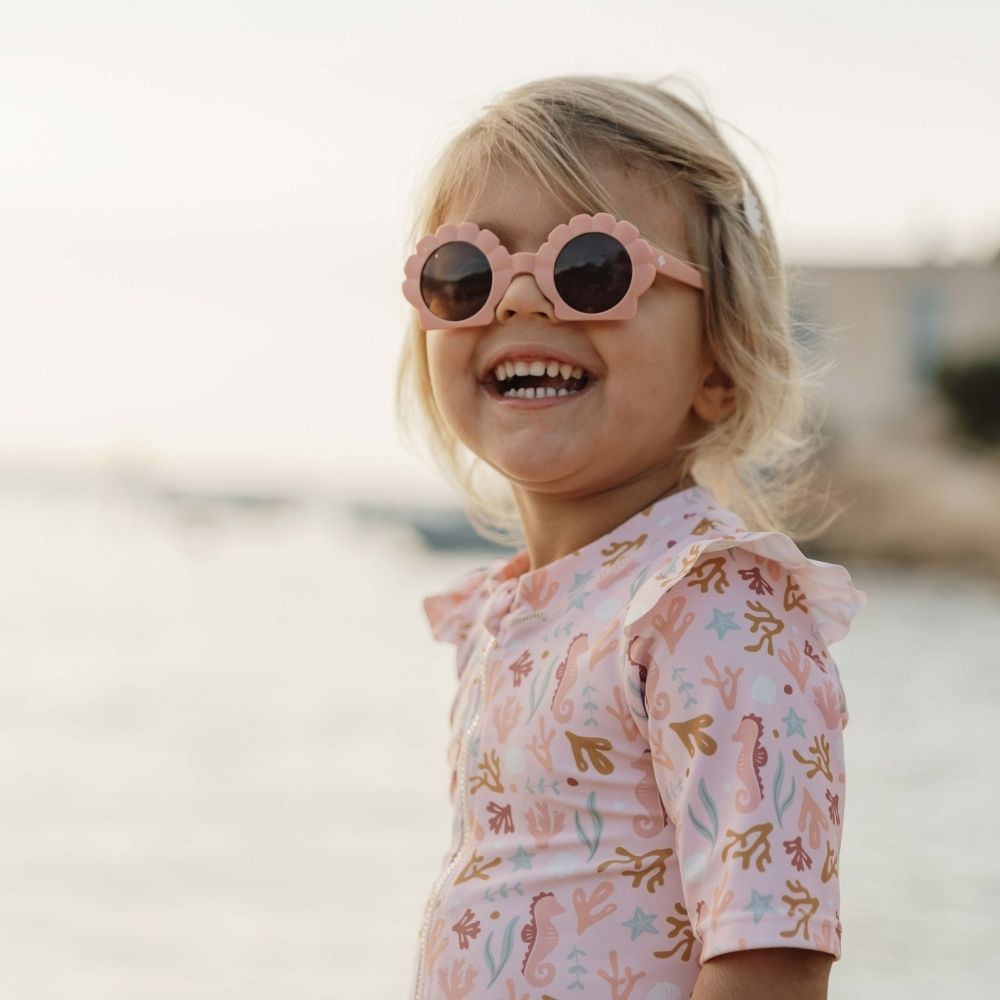 ملابس سباحة بأكمام قصيرة وكشكشة أوشن دريمز وردي