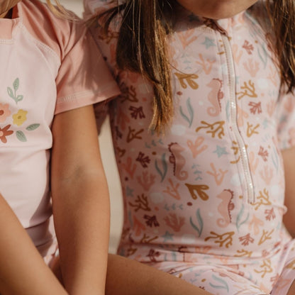 ملابس سباحة بأكمام قصيرة وكشكشة أوشن دريمز وردي