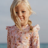 Swim T-shirt Long Sleeves Ruffles Ocean Dreams Pink