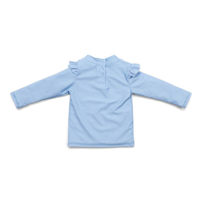 Swim T-shirt Long Sleeves Ruffles Blue Daisies