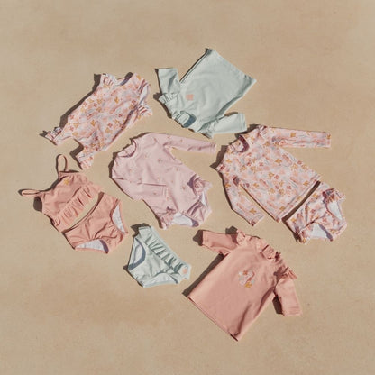 طقم بيكيني سباحة بكشكشة نجمة البحر وردي