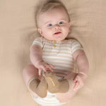 Short Sleeve Bodysuit - Stripe Sand / White