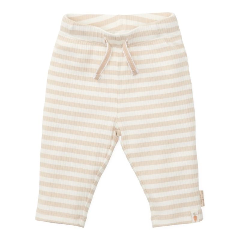 بنطلون من القطن العضوي - مخطط رملي / أبيض
