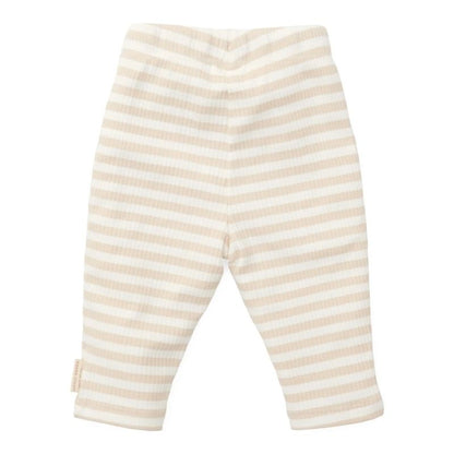 بنطلون من القطن العضوي - مخطط رملي / أبيض