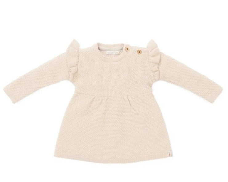 فستان من القطن الناعم المحبوك - رملي