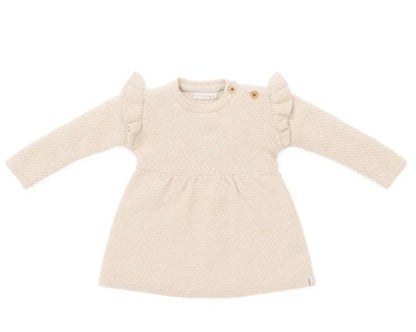 فستان من القطن الناعم المحبوك - رملي