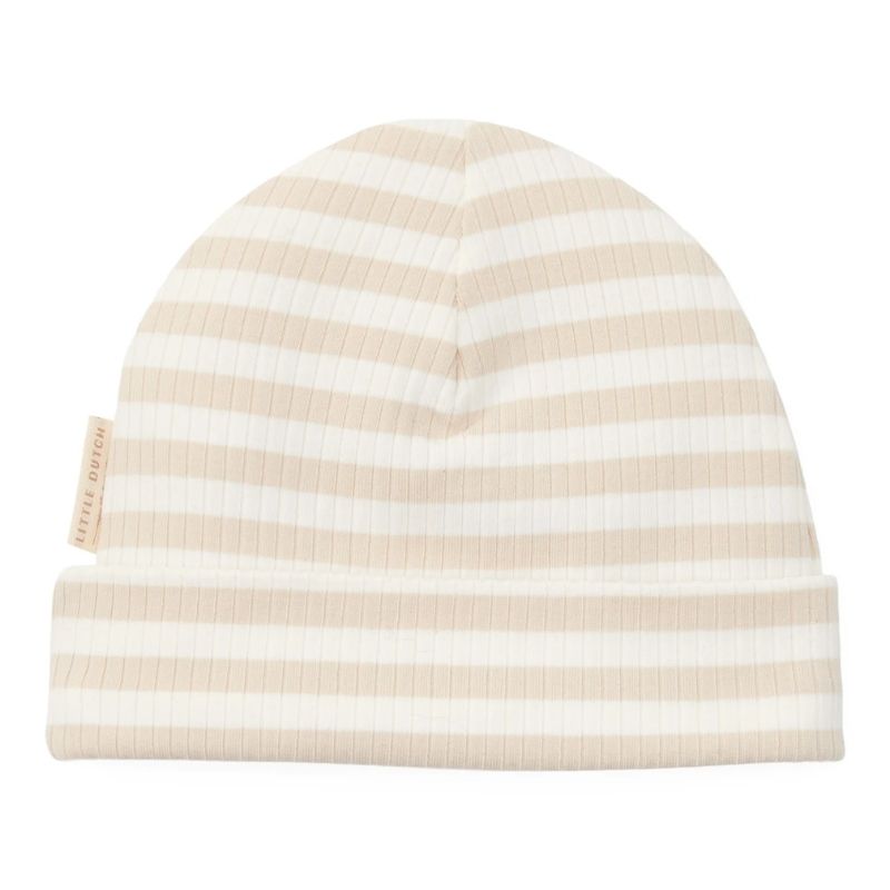 Newborn Baby Hat - Stripe Sand / White