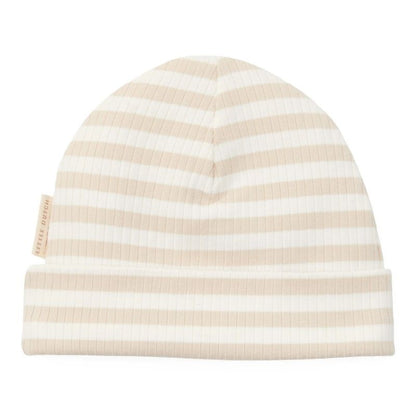 Newborn Baby Hat - Stripe Sand / White