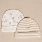 Newborn Baby Hat - Stripe Sand / White
