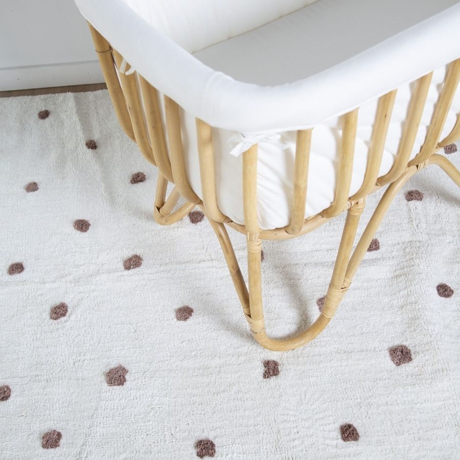 سرير من الخيزران 80×40 + مرتبة + غطاء أبيض فاتح بني