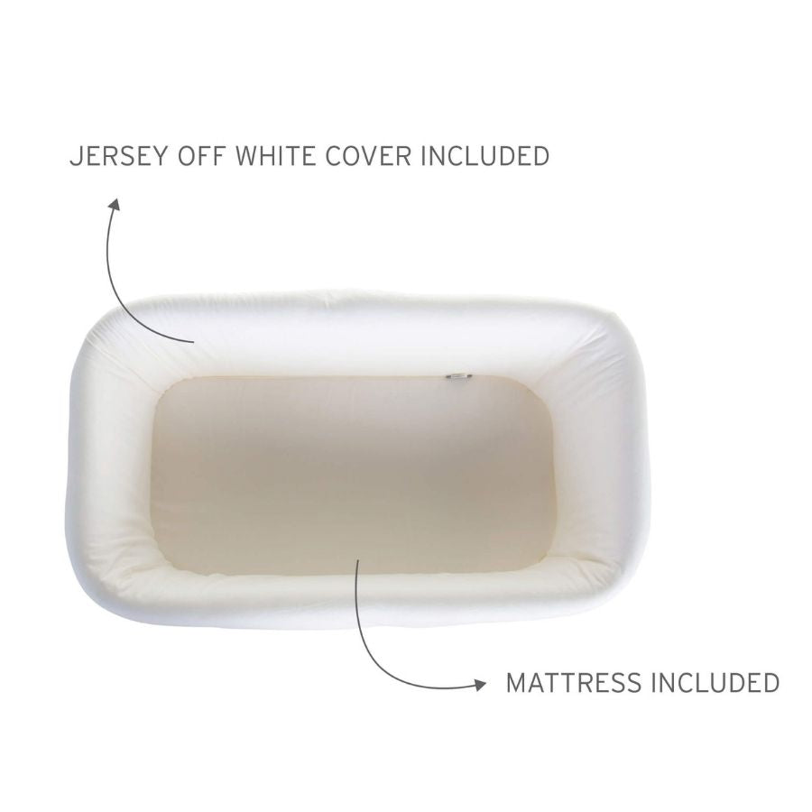 سرير من الخيزران 80×40 + مرتبة + غطاء أبيض فاتح بني