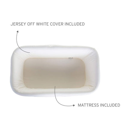 سرير من الخيزران 80×40 + مرتبة + غطاء أبيض فاتح بني