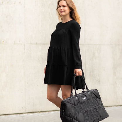 حقيبة أمي كبيرة منفوخة باللون الأسود