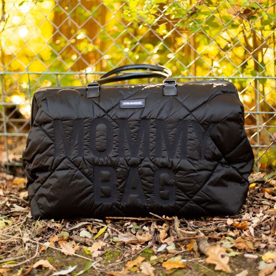 حقيبة أمي كبيرة منفوخة باللون الأسود