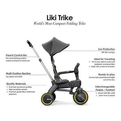 دراجة ثلاثية العجلات Doona Liki Trike S1 المدمجة القابلة للطي - رمادي هاوند