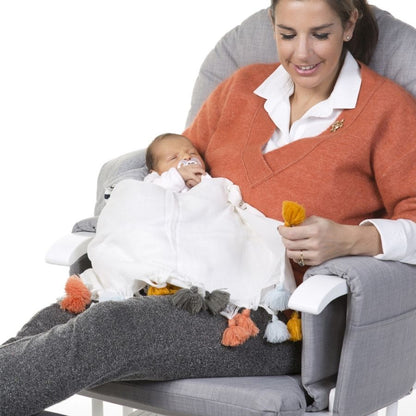 كرسي انزلاقي مع مسند للقدمين رمادي