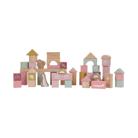 Wooden Building Blocks Pink - Contains 50 Wooden Blocks