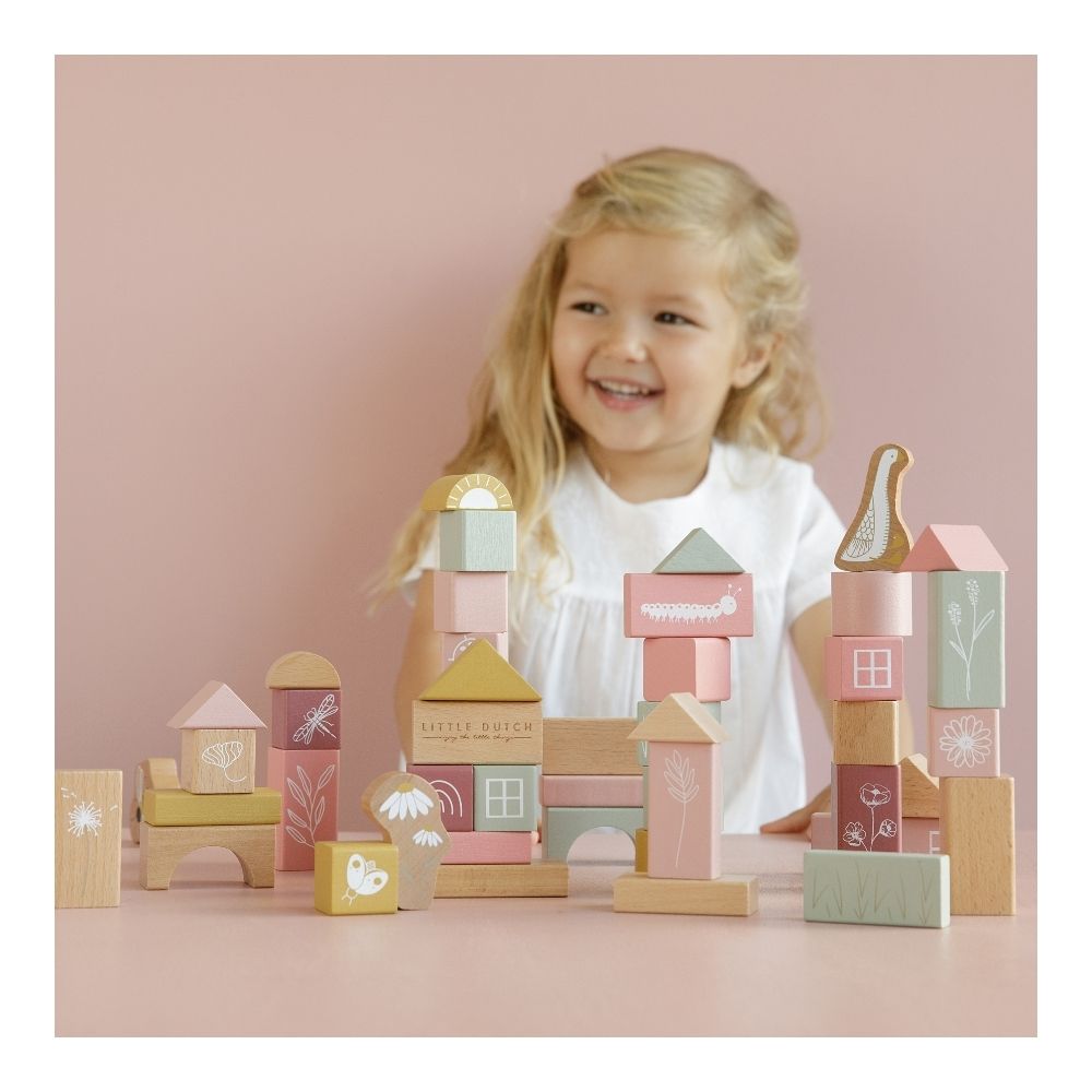 Wooden Building Blocks Pink 