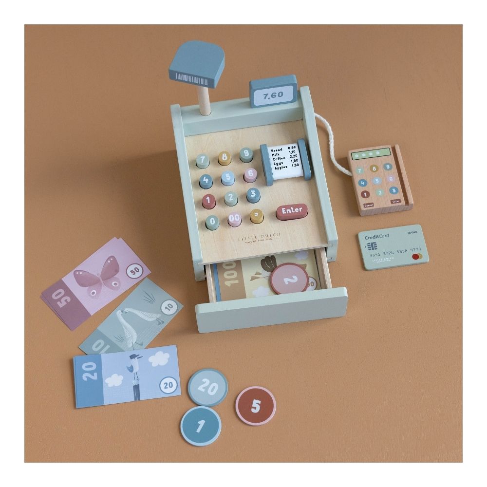 Wooden Toy Cash Register with Scanner