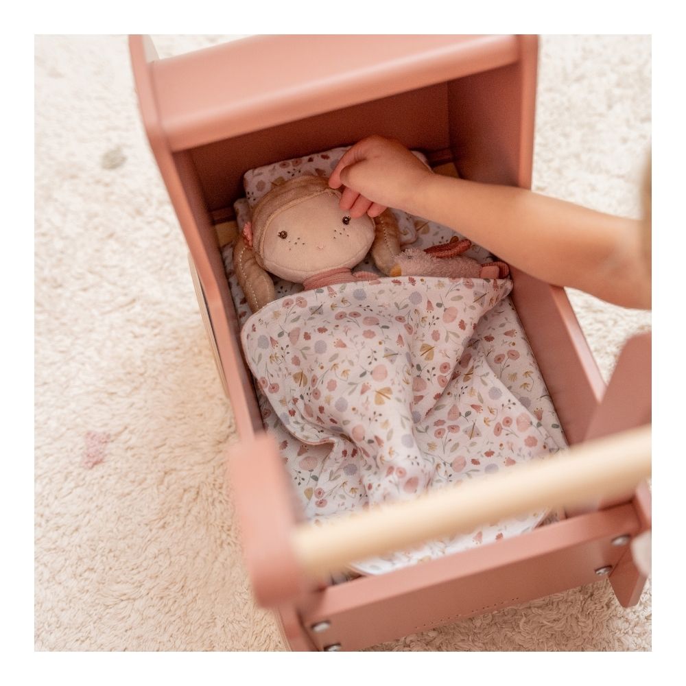 Wooden Doll Pram with Blanket Set