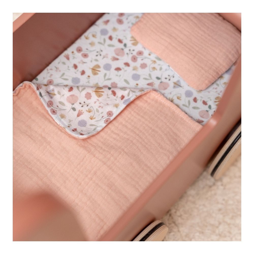 Wooden Doll Pram with Blanket Set