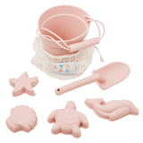 Silicone Beach Bucket and Spade 6 Pc Set - Pink Sand