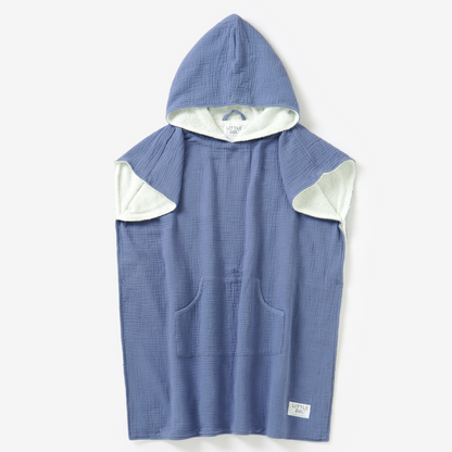 LITTLE SOL+ | Hooded Beach Towel - Sea Blue | Age 6-10