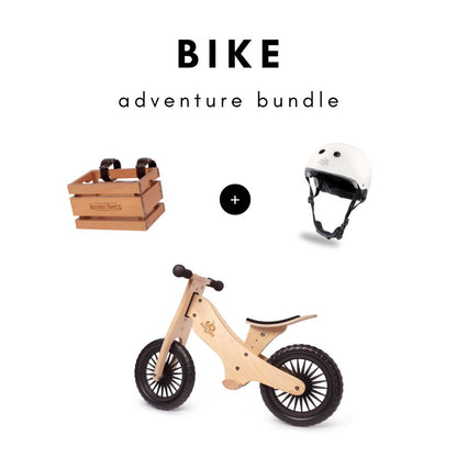 Natural Balance Bike Adventure Bundle (White Helmet + Crate Basket)