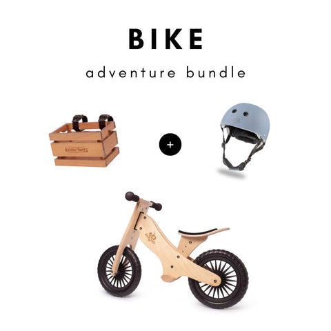 Natural Balance Bike Adventure Bundle (Blue Helmet + Crate Basket)