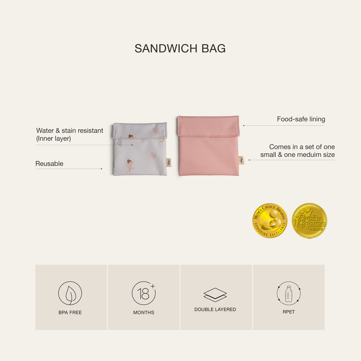 Reusable Sandwich Bag Set Of 2