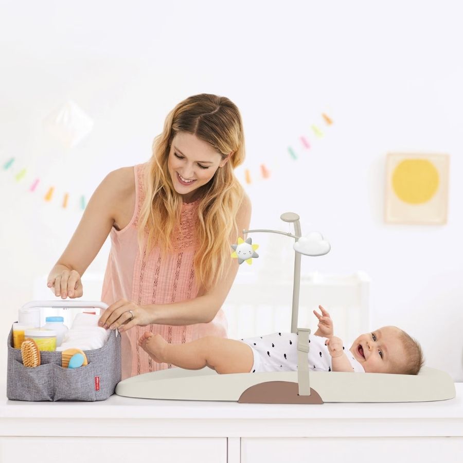 Nursery Style Wipe Clean Changing Pad Oat Beige Brown