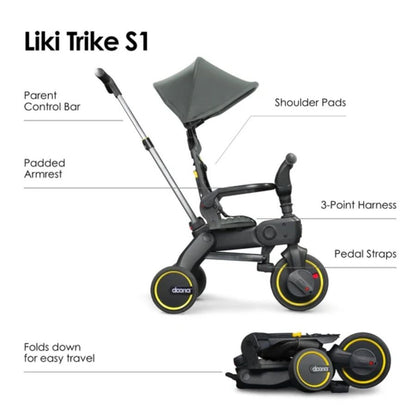 دراجة ثلاثية العجلات Doona Liki Trike S1 المدمجة القابلة للطي - رمادي هاوند