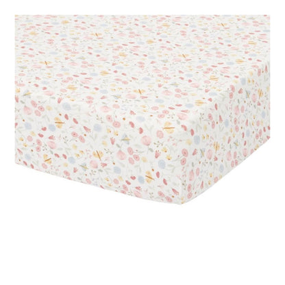 Order online - Fitted Cot Sheet Flowers & Butterflies - Sweet Pea