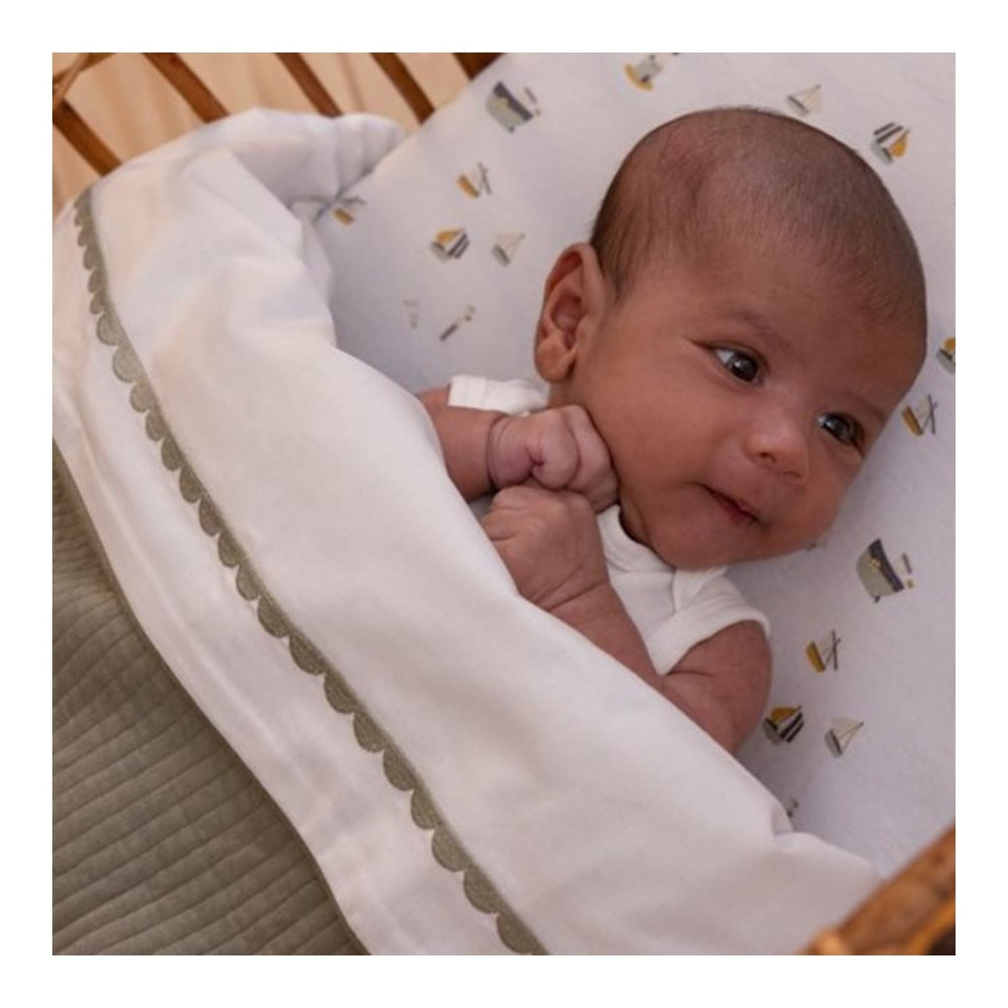 Buy Fitted Cot Sheet Sailors Bay White Online | Best Deals | Sweet Pea