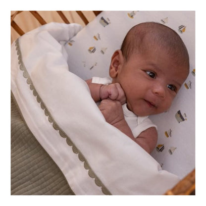 Buy Fitted Cot Sheet Sailors Bay White Online | Best Deals | Sweet Pea