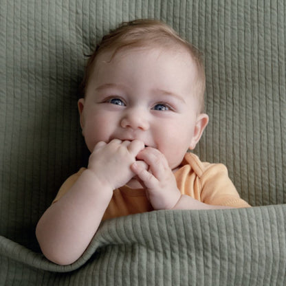 Knitted Cot Blanket Olive