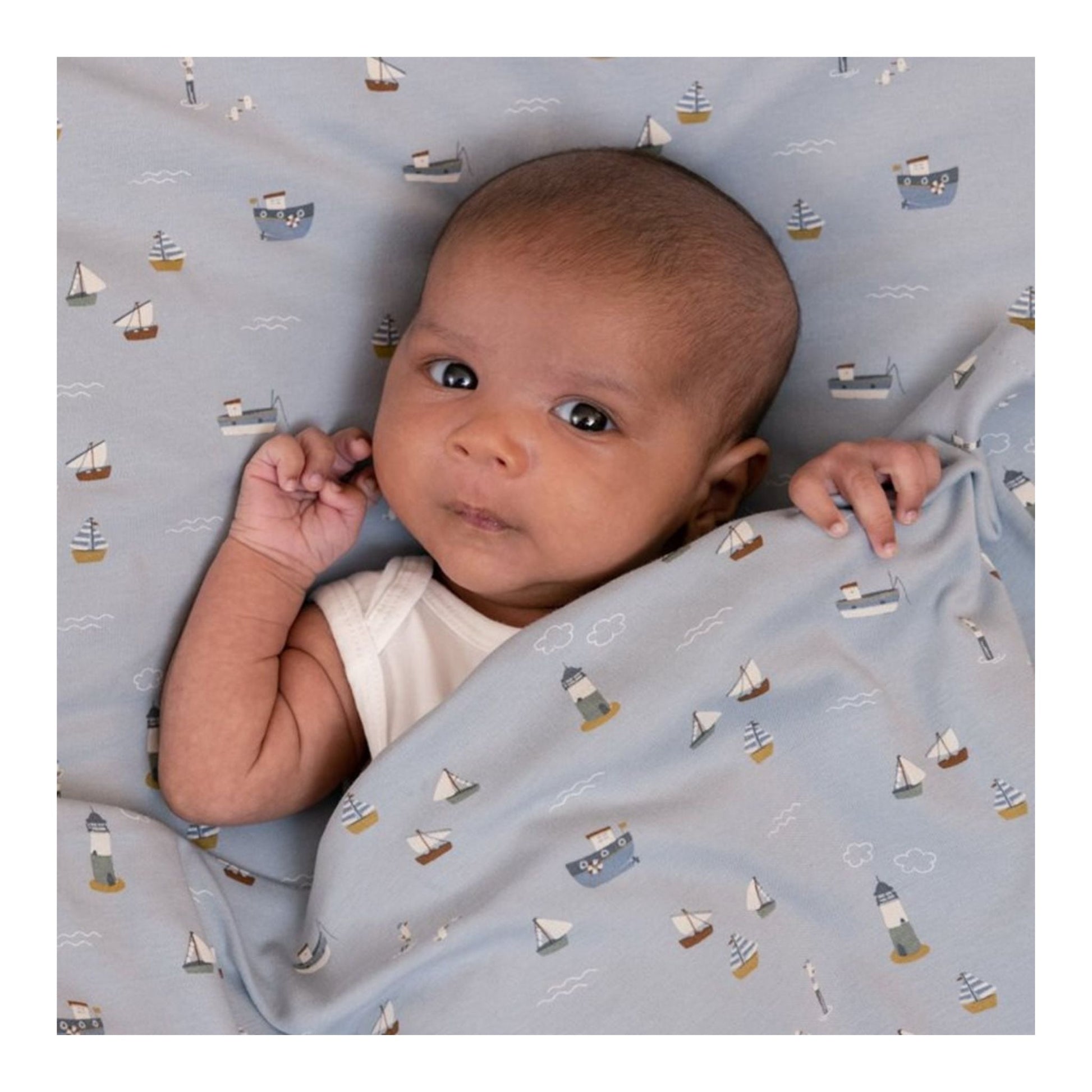 Buy Online - Soft Fitted Bassinet Sheet Sailors Bay Blue 