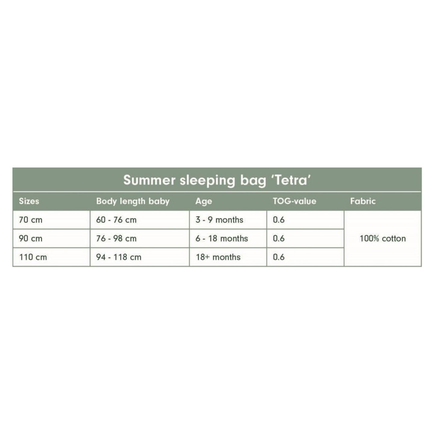 Shop Online - Cotton Summer Sleeping Bag 90 cm Pure Soft Pink - Product Details